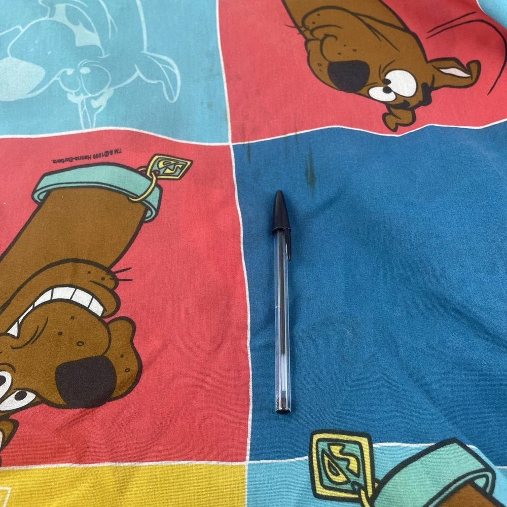 Hanna Barbera Scooby Doo Twin Fitted Sheet Multi Color Vintage 1999 Fabric Craft